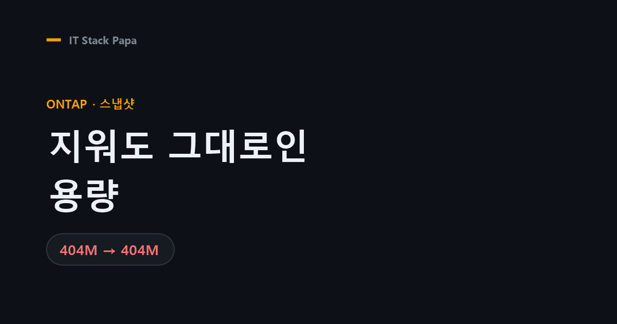 ONTAP 스냅샷 때문에 파일을 지워도 용량이 그대로인 현상